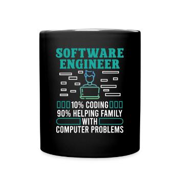 Softwareentwickler 90% Helping Family Coder Geek - Tasse einfarbig - Schwarz - Vorne