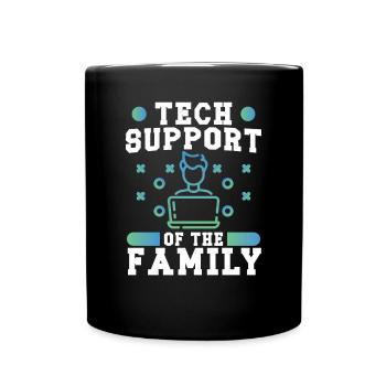 Softwareentwickler Tech Support Of The Family Geek - Tasse einfarbig - Schwarz - Vorne