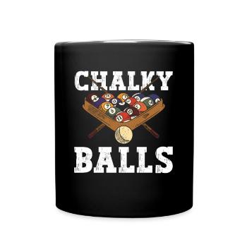 Chalky Balls - Lustige Billardkugeln - Tasse einfarbig - Schwarz - Vorne