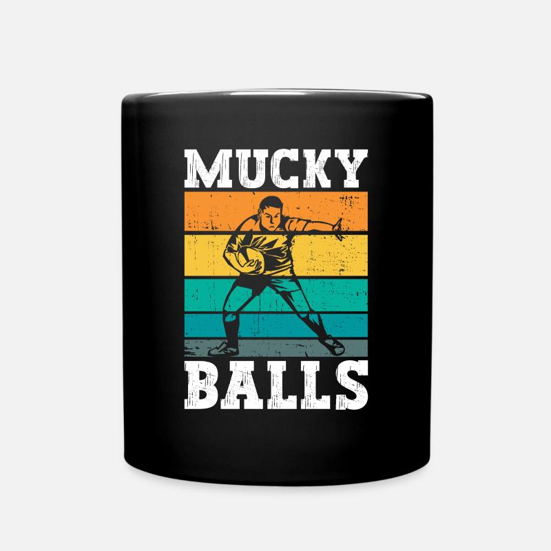 Mucky Balls - Funny Rugby - Full Colour Mug - black