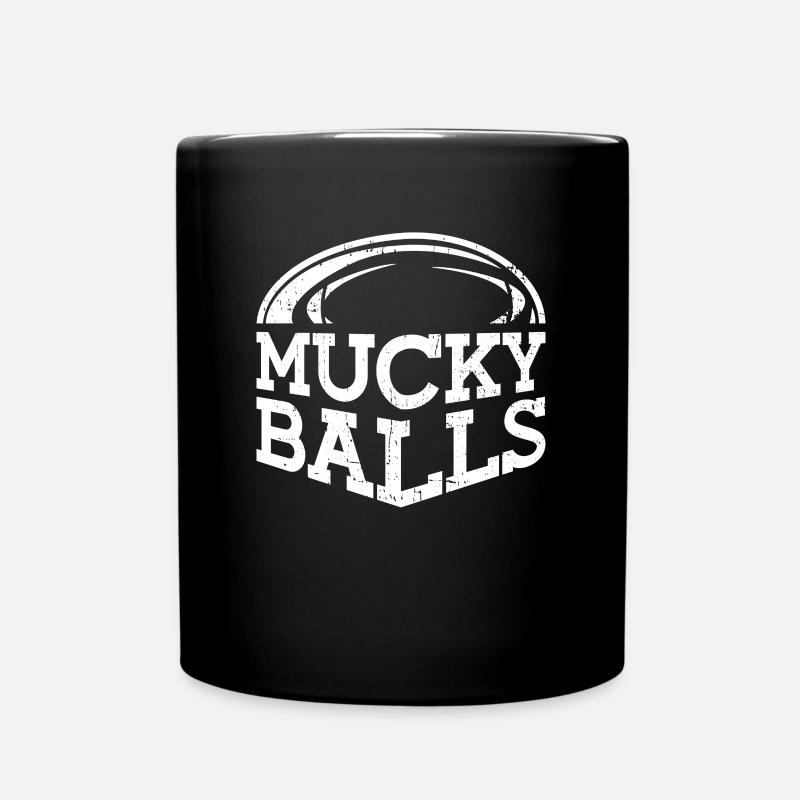 Mucky Balls - Funny Rugby - Full Colour Mug - black