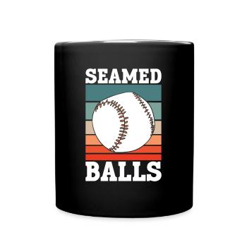 Gesäumte Bälle - Lustiger Baseball - Tasse einfarbig - Schwarz - Vorne