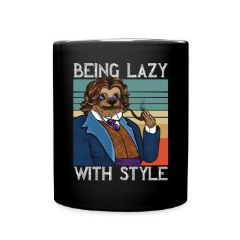 Sloth saying being lazy with style Retro Design - Full Colour Mug - black - Front