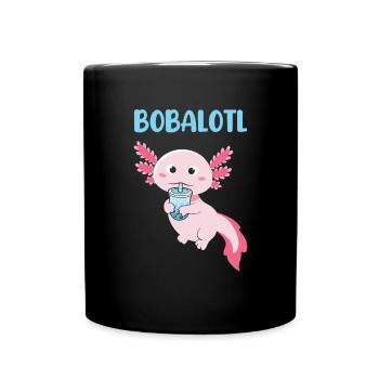 Boba Bubble Tea Cup in Anime Style - Full Colour Mug - black - Front