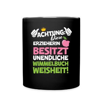 Erzieherin Abschied Wimmelbuch Weisheit Kita - Tasse einfarbig - Schwarz - Vorne