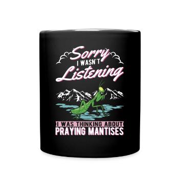 Gottesanbeterin Geschenk Mantis Fangschrecke - Tasse einfarbig - Schwarz - Vorne
