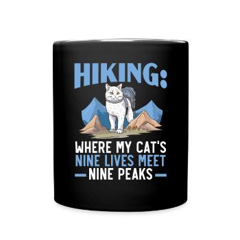 Hiking Cat Hiker Cat Owner Mountain Climbing Hiker - Full Colour Mug - black - Front