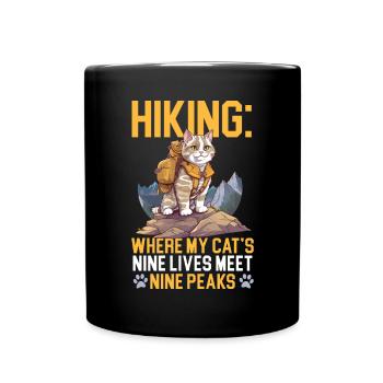 Hiking Cat Hiker Cat Owner Mountain Climbing Hiker - Full Colour Mug - black - Front