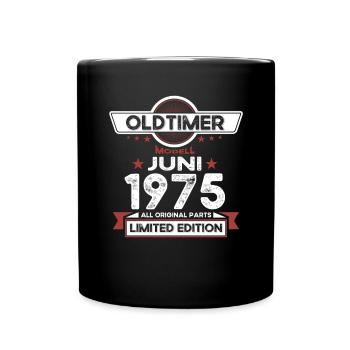 48. Geburtstag Mann Oldtimer Juni Jahrgang 1975 - Tasse einfarbig - Schwarz - Vorne