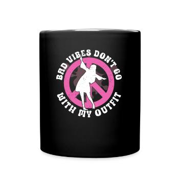 Hippie Peace Zeichen Frieden Blumen Blumenkind - Tasse einfarbig - Schwarz - Vorne