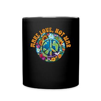 Hippie Peace Sign Peace Flowers Flower Child - Full Colour Mug - black - Front