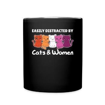Lesbian Flag Pride LGBTQ Cute Cat - Full Colour Mug - black - Front