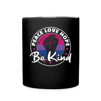 Pride Bi Flag Pride LGBTQ Peace love hope be kind - Mug uni - noir - Devant