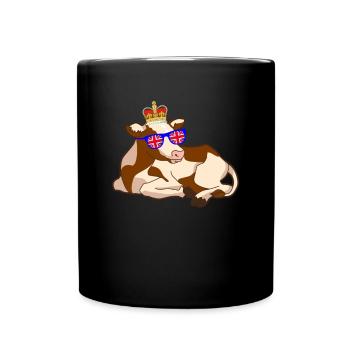 Cow Beef Queen Elizabeth II British Crown - Full Colour Mug - black - Front
