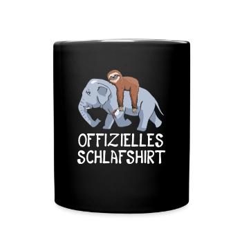 Offizielles Schlafshirt Faultier Elefant - Tasse einfarbig - Schwarz - Vorne