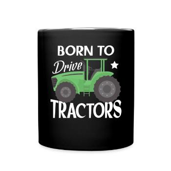 Funny Children Farming Farm Tractor - Full Colour Mug - black - Front