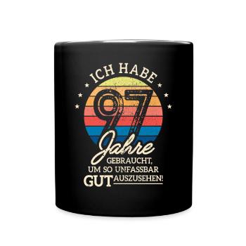 97. Geburtstag Geschenk Habe 97 Jahre Gebraucht - Tasse einfarbig - Schwarz - Vorne
