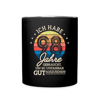 98. Geburtstag Geschenk Habe 98 Jahre Gebraucht - Tasse einfarbig - Schwarz - Vorne