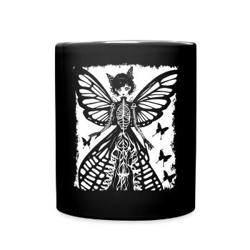 Fairycore Aesthetics Skeleton Fairy Goth Gothic G - Full Colour Mug - black - Front
