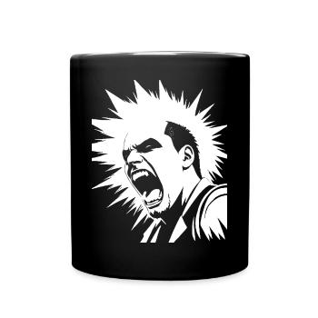 Schreiender Punkrocker mit Mohican Anarchy Punk - Tasse einfarbig - Schwarz - Vorne