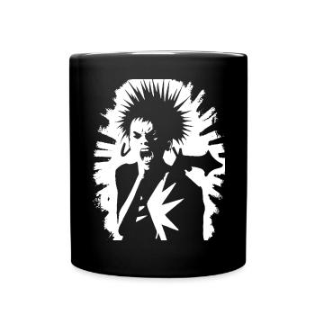 Schreiender Punkrocker mit Mohican Anarchy Punk - Tasse einfarbig - Schwarz - Vorne
