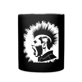 Schreiender Punkrocker mit Mohican Anarchy Punk - Tasse einfarbig - Schwarz - Vorne
