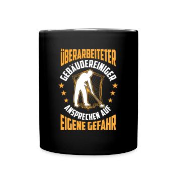 Überarbeiteter Gebäudereiniger Fensterputzer - Tasse einfarbig - Schwarz - Vorne