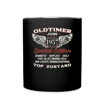 66. Geburtstag Mann Juni Jahrgang 1957 Oldtimer - Tasse einfarbig - Schwarz - Vorne