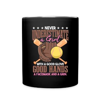 Never Underestimate A Softball Girl - Full Colour Mug - black - Front