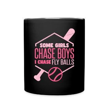 I Chase Fly Balls Softball Girl - Full Colour Mug - black - Front