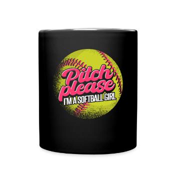 Ich bin ein Softball-Mädchen - Tasse einfarbig - Schwarz - Vorne