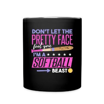 Ich bin ein Softball-Biest - Tasse einfarbig - Schwarz - Vorne