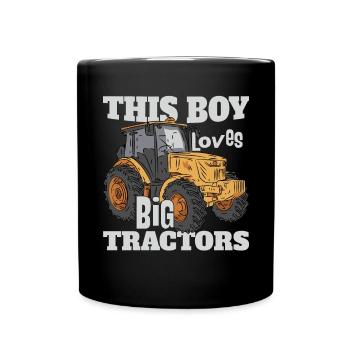 This Boy Loves Big Tractors - Full Colour Mug - black - Front