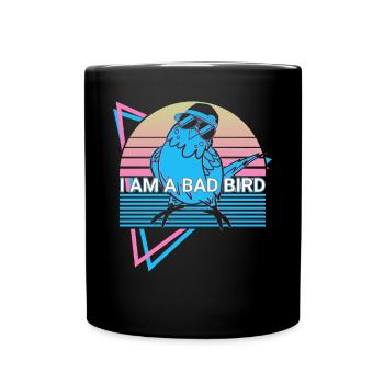 Wellensittich Sittich Retro - Tasse einfarbig - Schwarz - Vorne