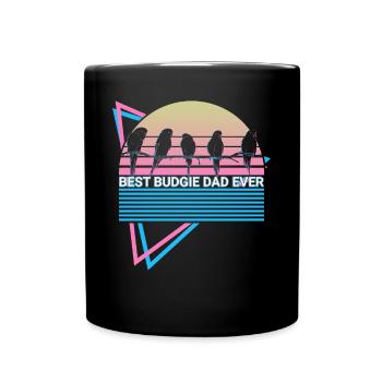 Budgie Parakeet Retro - Full Colour Mug - black - Front