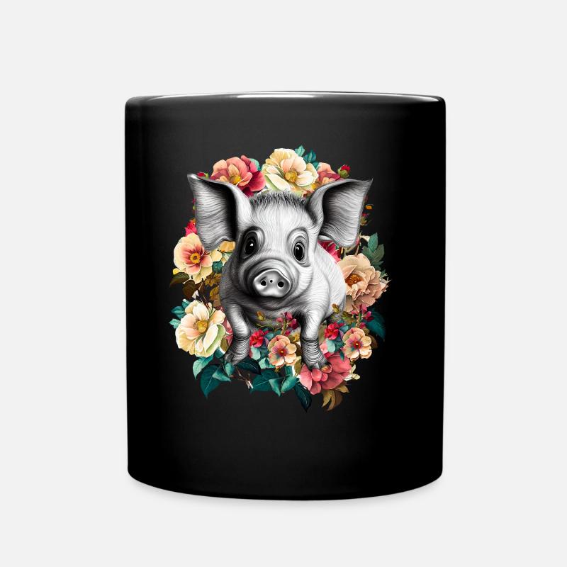Schwein - Tasse einfarbig - Schwarz