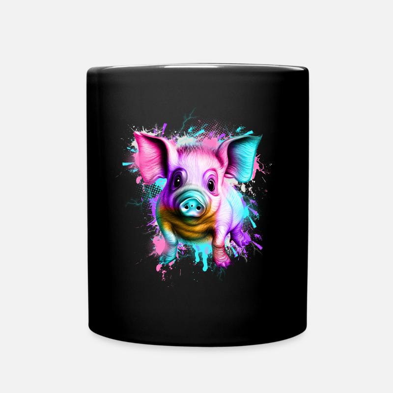 Schwein - Tasse einfarbig - Schwarz