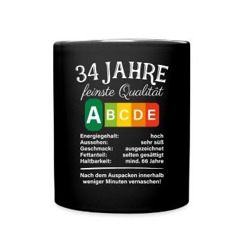 34 Jahre Feinste Qualität Geschenk 34. Geburtstag - Tasse einfarbig - Schwarz - Vorne