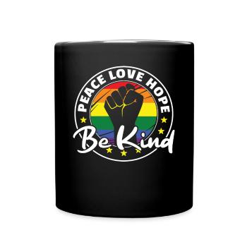 Pride Regenbogen Flag Pride LGBTQ Peace love hope - Tasse einfarbig - Schwarz - Vorne