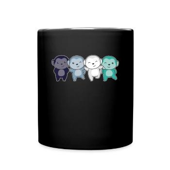 oriented aroace Flag Pride LGBTQ cute monkey - Full Colour Mug - black - Front