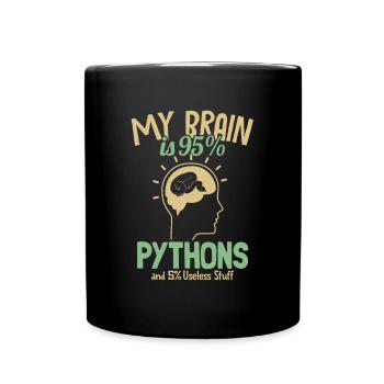 My Brain is 95% Pythons Python Snake Banana - Full Colour Mug - black - Front