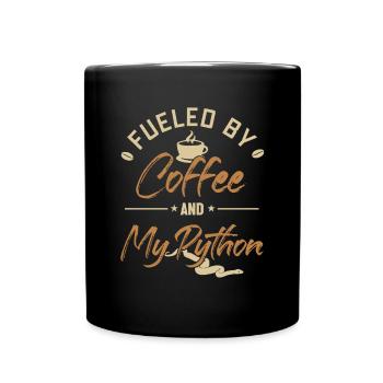 Fueled by Coffee and my Python Python Banana Ball - Full Colour Mug - black - Front