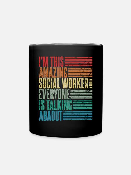 Sozialarbeiter Sozialarbeiterin Geschenk Retro - Tasse einfarbig - Schwarz