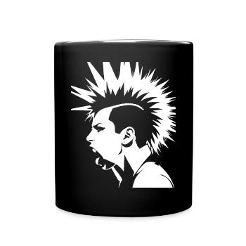 Schreiender Punkrocker mit Mohican Anarchy Punk - Tasse einfarbig - Schwarz - Vorne