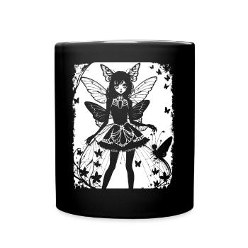 Fairycore Aesthetics Skeleton Fairy Goth Grunge G - Full Colour Mug - black - Front