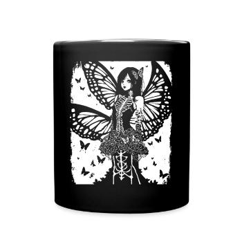 Fairycore Aesthetics Skeleton Fairy Goth Grunge G - Full Colour Mug - black - Front