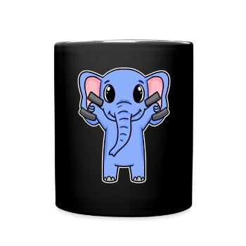 Elephant Dumbbell Training Strength Training Fitness - Mug uni - noir - Devant