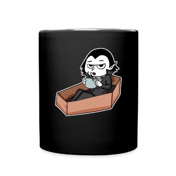 Vampire drinks coffee - Full Colour Mug - black - Front