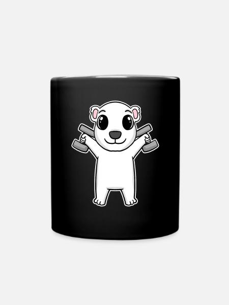 Eisbär Hantel Training Krafttraining Fitness - Tasse einfarbig - Schwarz