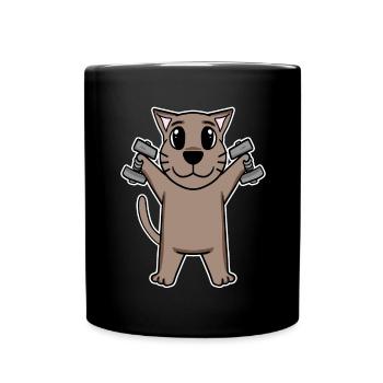 Cat Dumbbell Training Strength Training Fitness - Mug uni - noir - Devant